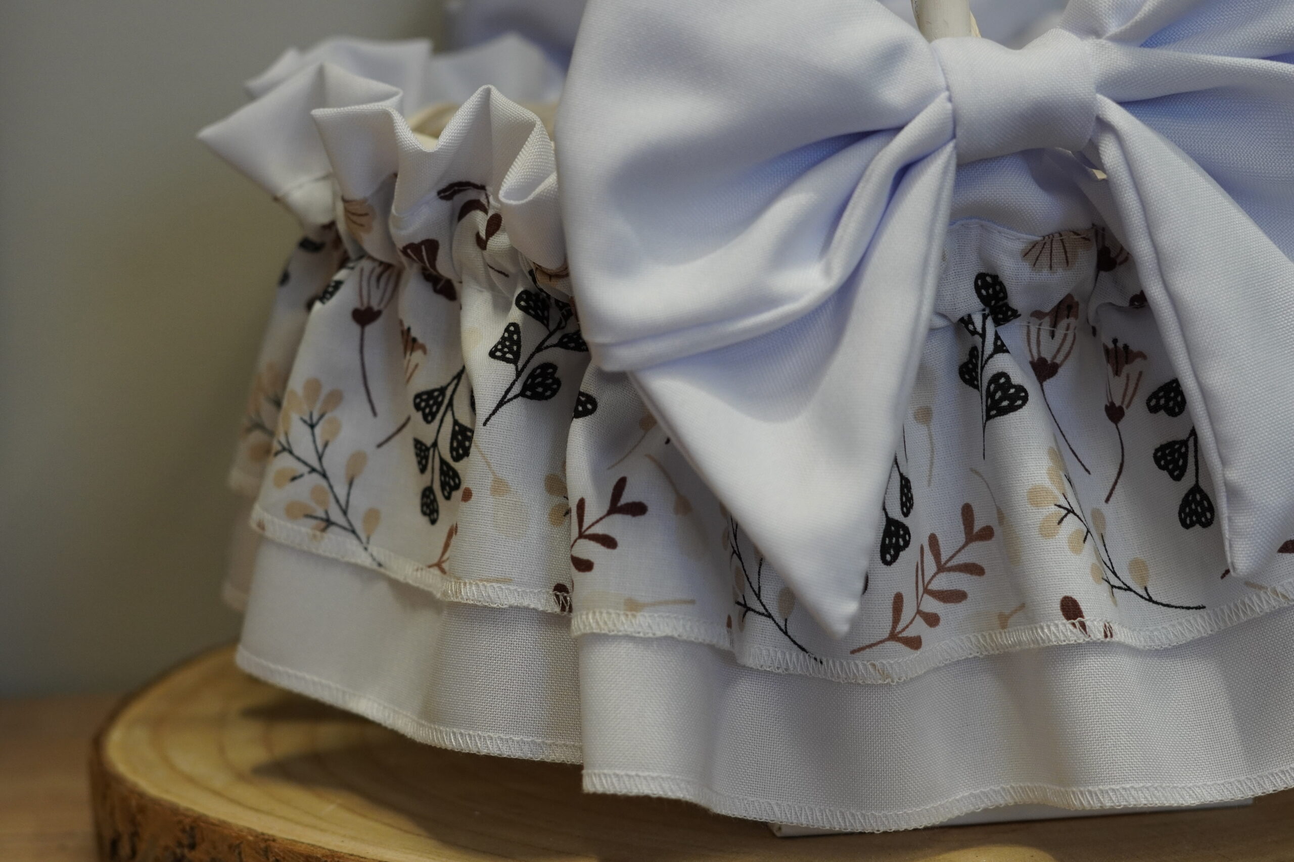 Zestaw do koszyczka wielkanocnego z falbanką (boho kwiatki)