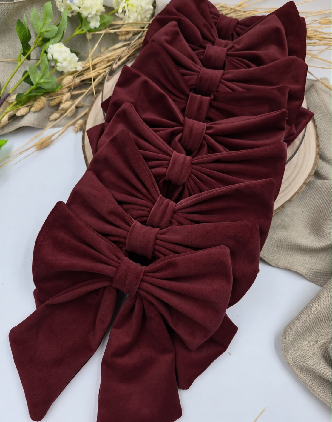 Kokarda Welur Ciemny bordo 20x30 cm, zestaw 10 szt.