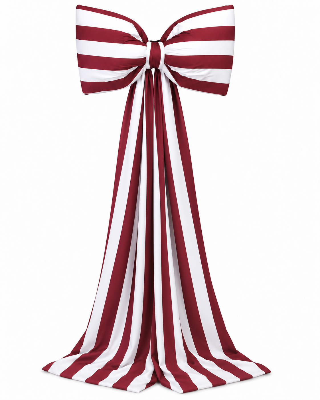 Kokarda dekoracyjna w pasy bordo – 30 × 60 cm, zwisy 200 cm