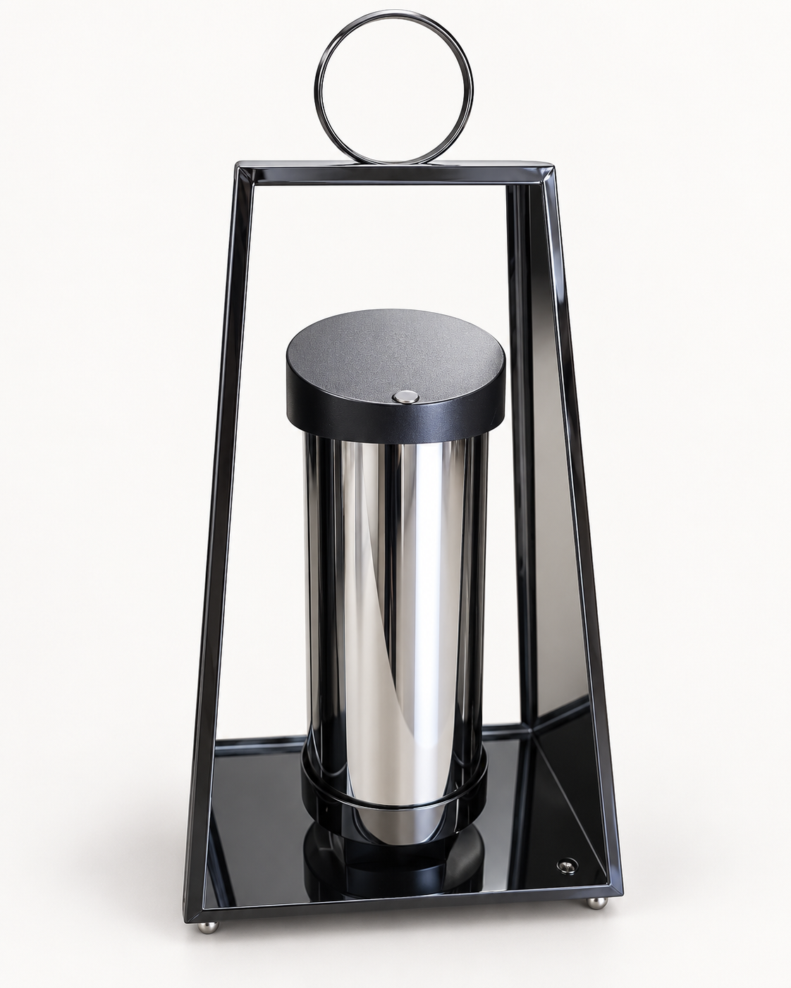 Znicz solarny LED – elegancka latarnia nagrobna czarno-srebrna