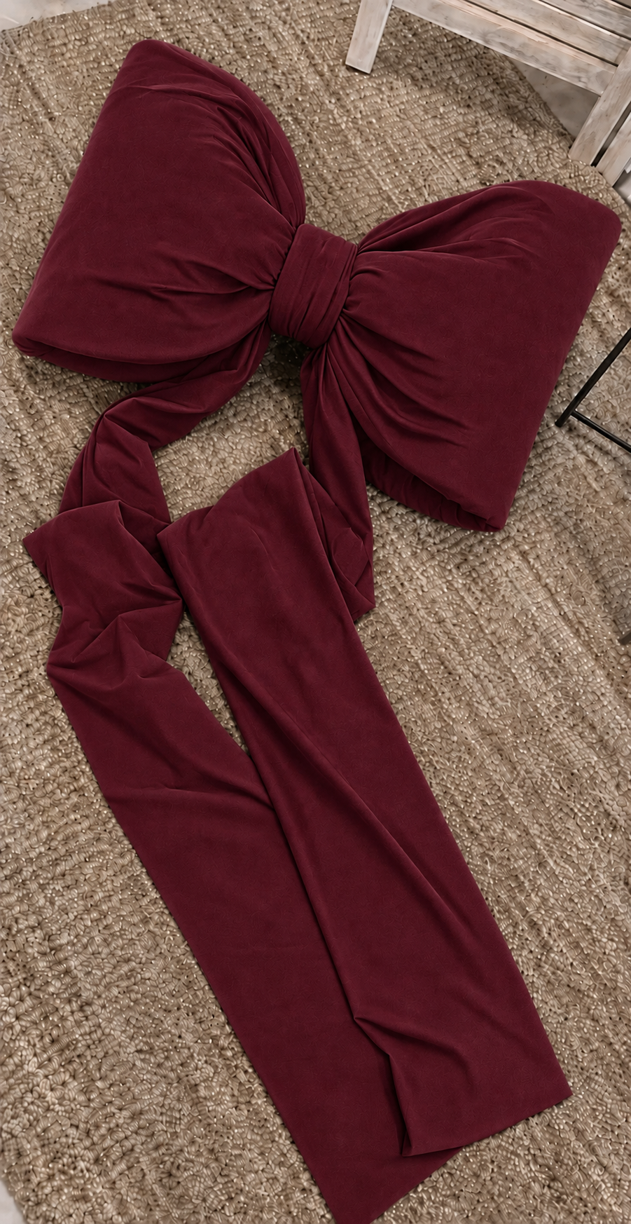 Kokarda 40x80 zwis 200cm, Welur Ciemny Bordo