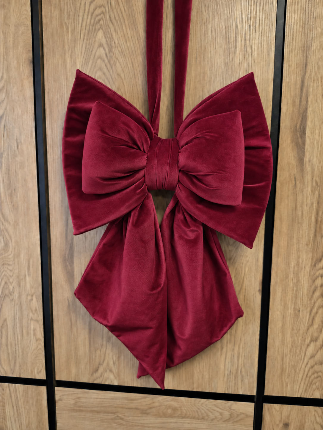 Zestaw na drzwi – dwie welurowe  kokardy 40 x 50 cm, zwis 55 cm Bordo
