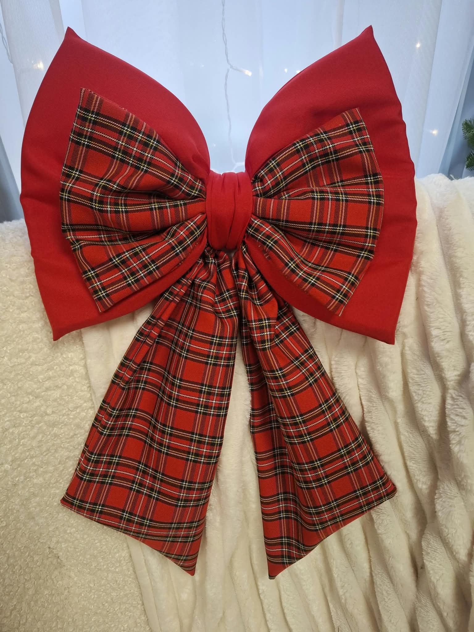 🎀 Kokarda skośna 30x40x zwis 30 – czerwona krata świąteczna🎄 - obrazek 4