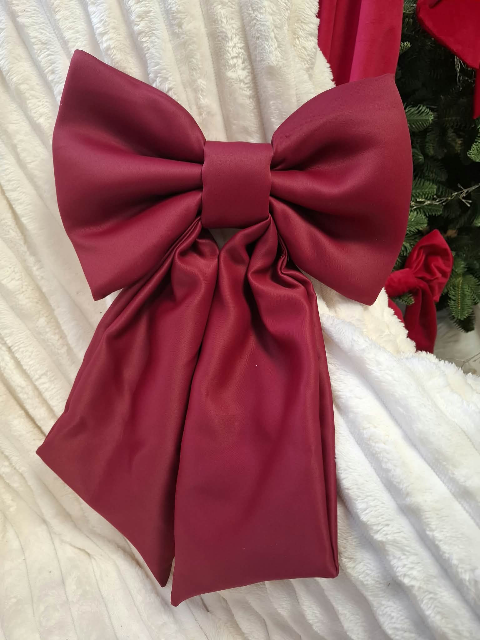 Wyprzedaż! Kokarda 20x30 cm, zwis skośny ok. 30 cm Donna Bordowa