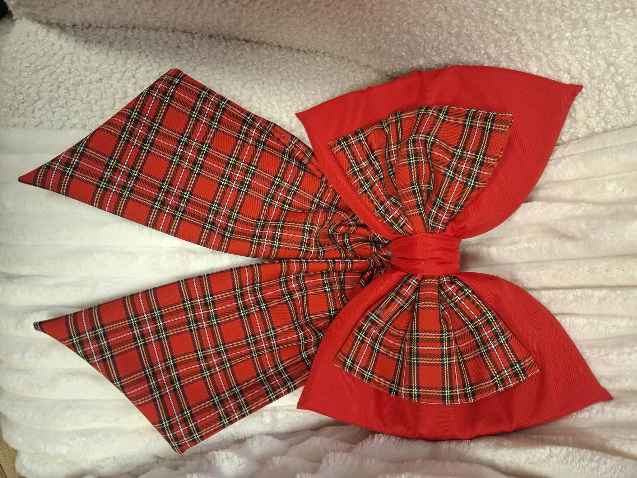 🎀 Kokarda skośna 30x40x zwis 30 – czerwona krata świąteczna🎄 - obrazek 2