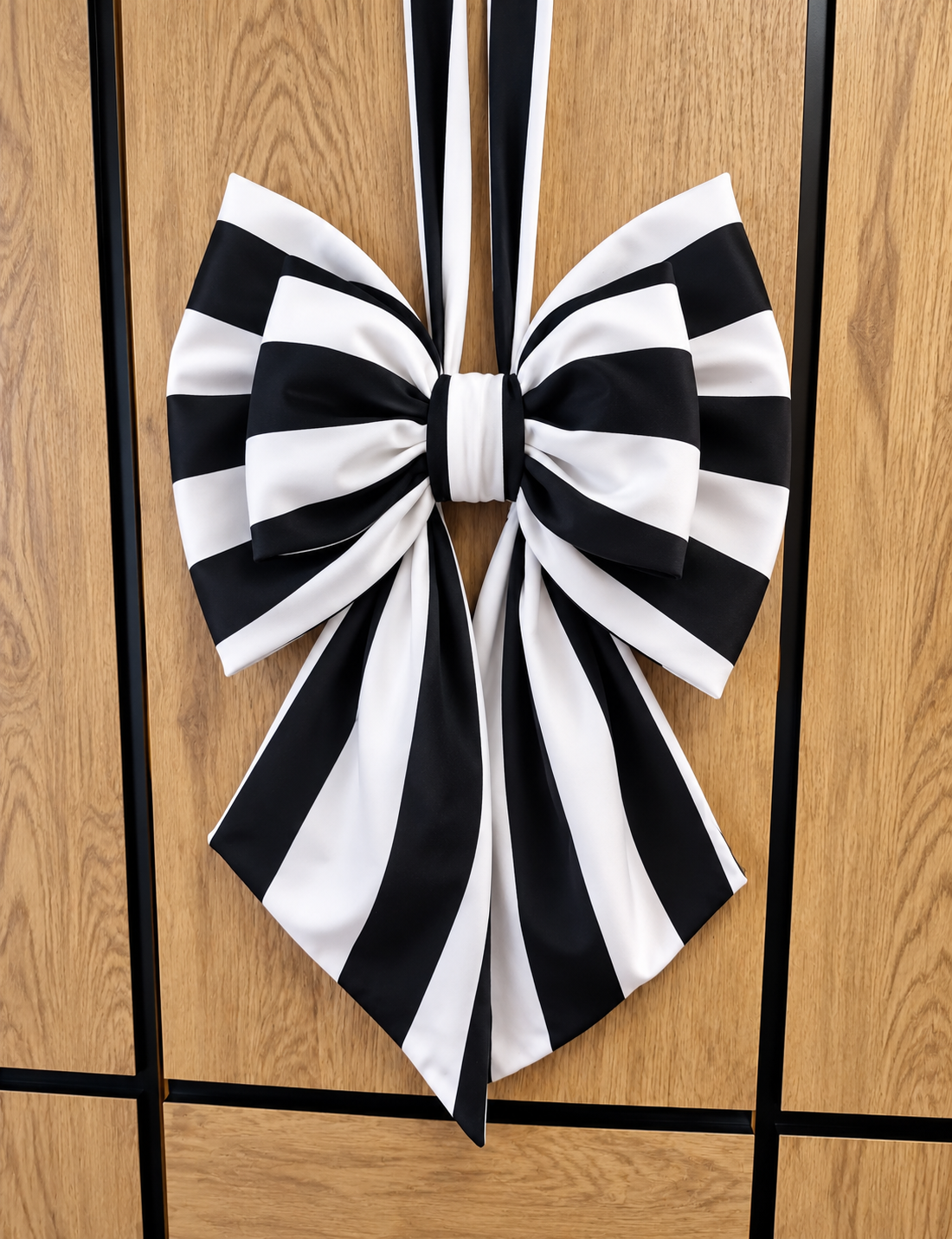 Zestaw na drzwi – dwie kokardy  pasy czarne  40 x 50 cm, zwis 55 cm