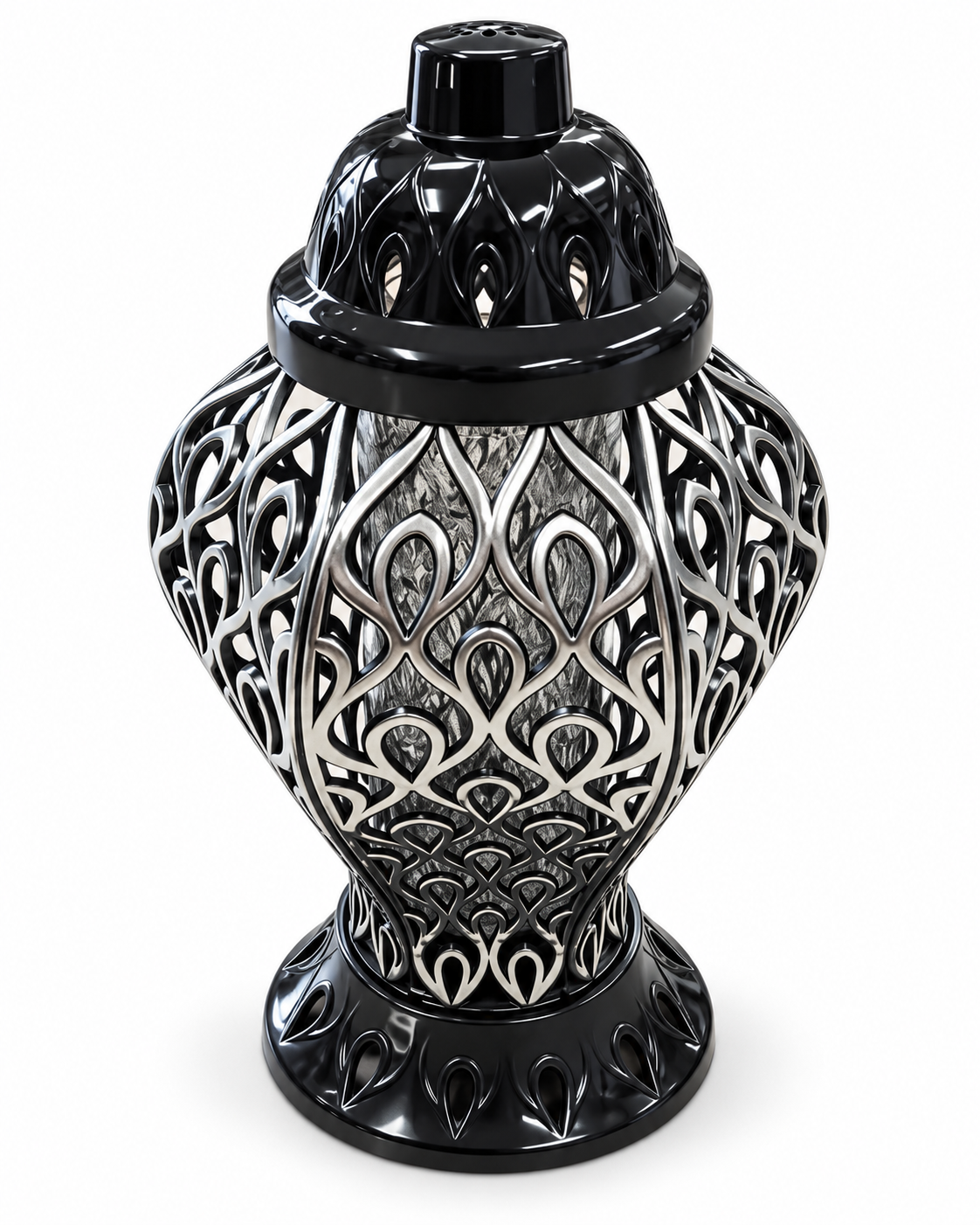 Znicz nagrobny czarno-srebrny – 37 cm