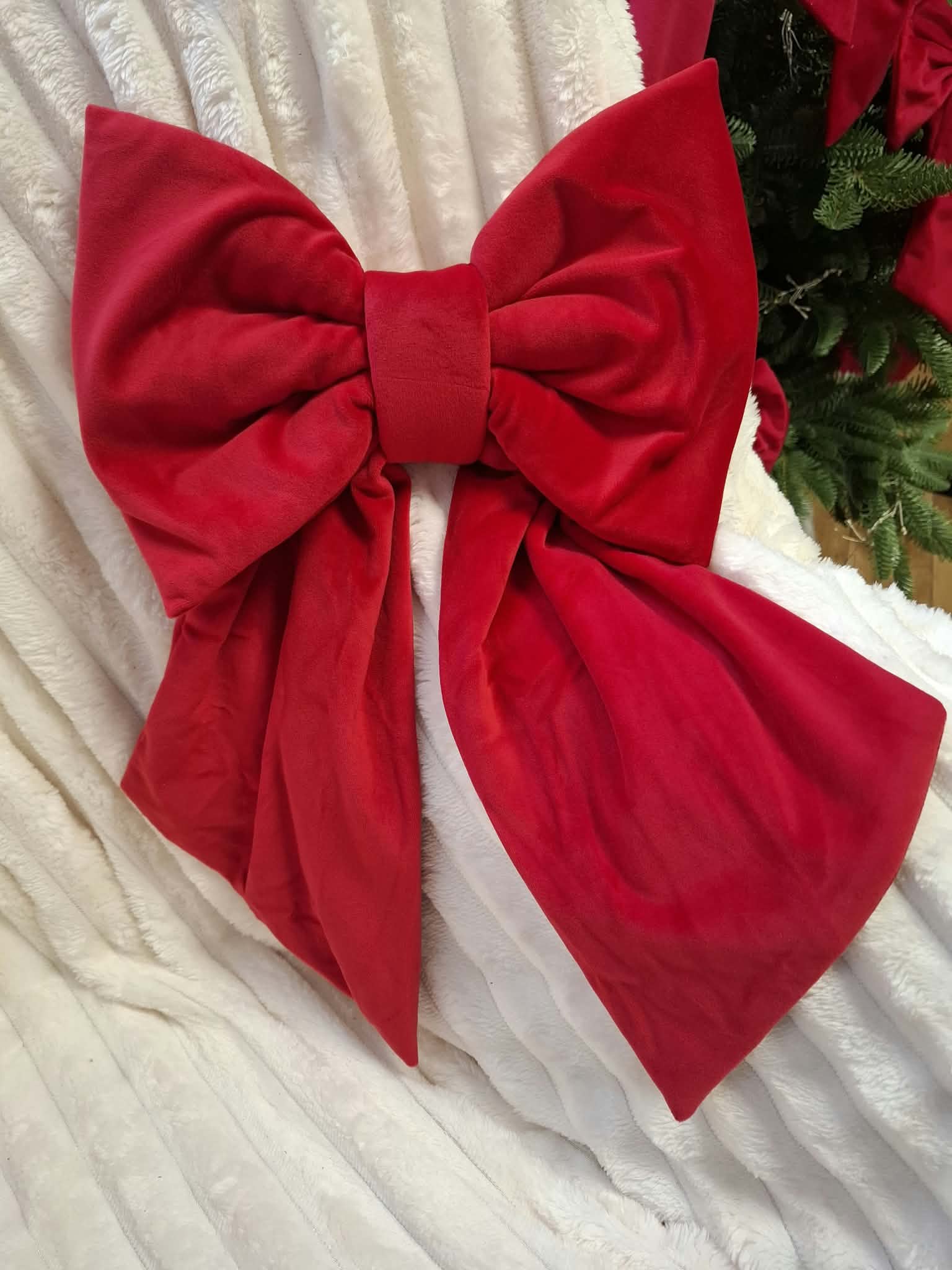 Wyprzedaż! Zestaw 7 kokard 20x30 cm, zwis ok. 30 cm Welur Czerwony (P) - obrazek 4